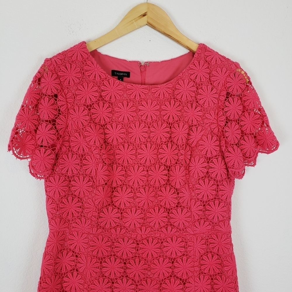 Talbots pink floral eyelet lace dress - Picture 3 of 10
